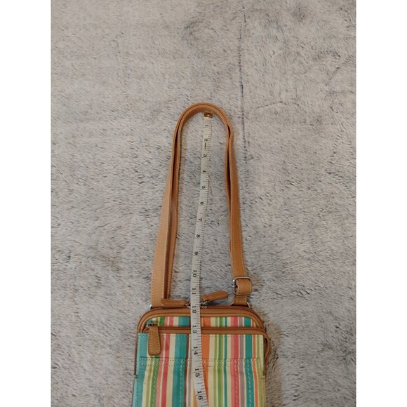 Fossil Multicolor Striped Genuine Leather Crossbody Bag Zip Around Organizer - Picture 14 of 15